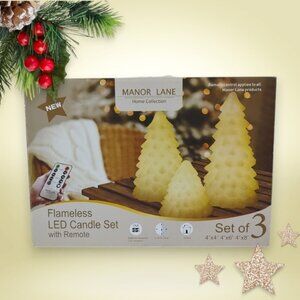 Manor Lane Pine Tree Flameless LED Candle Set